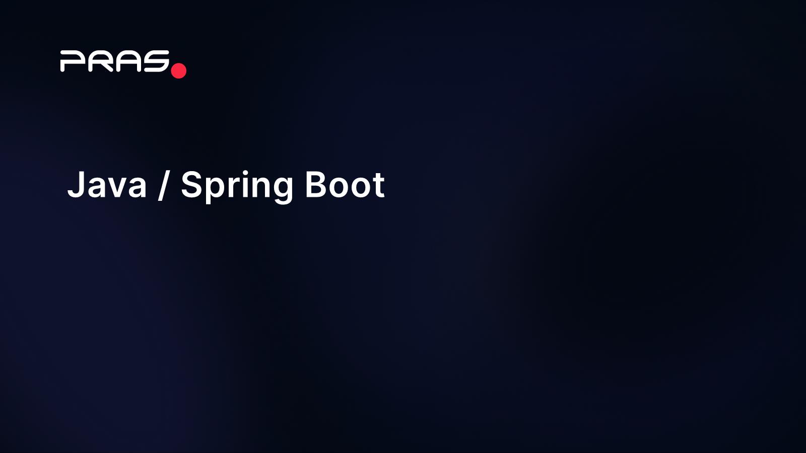Spring Boot — turnkey Java development | PRAS